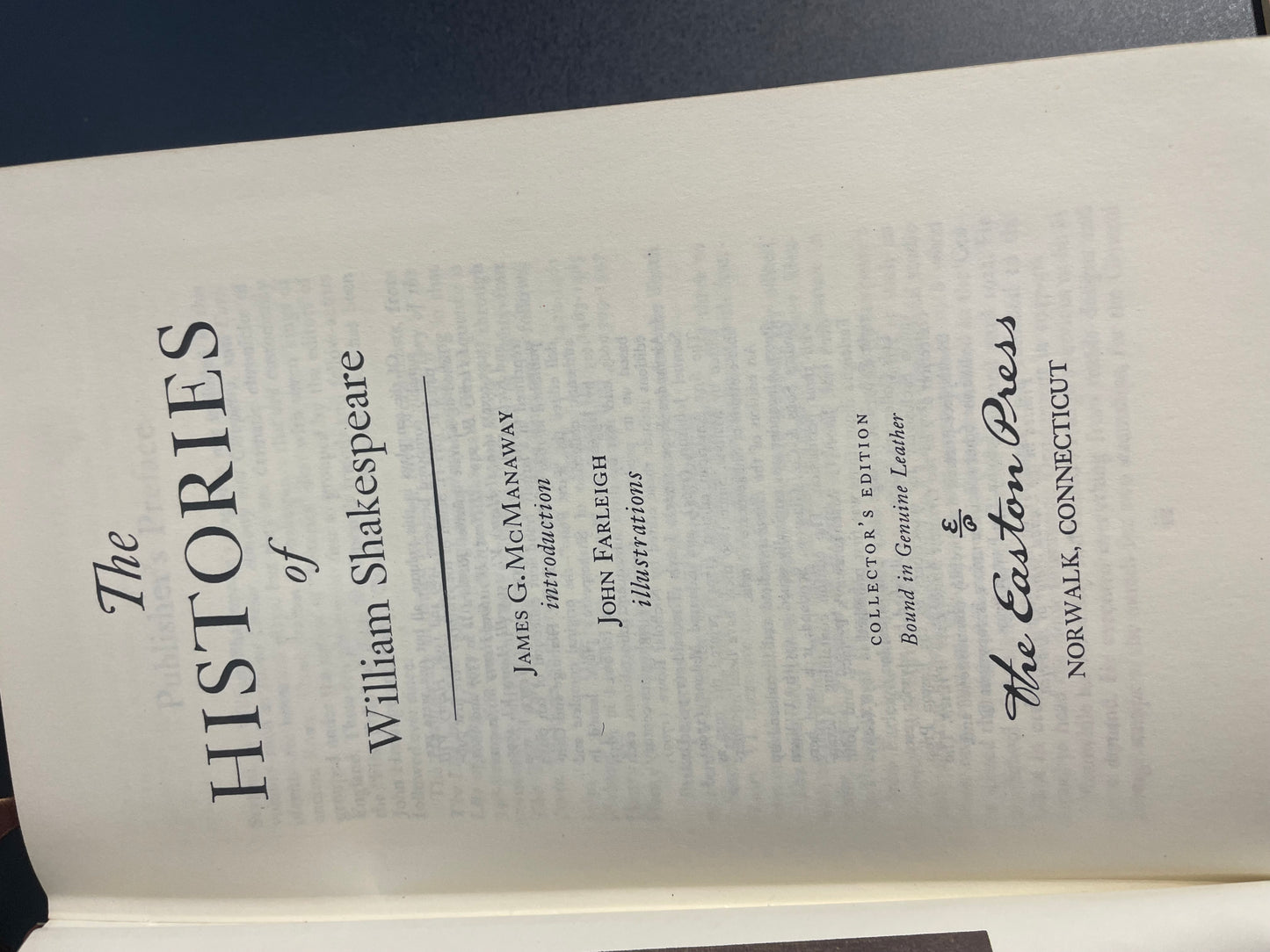 Shakespeare. The Histories. 1980 Easton Press.