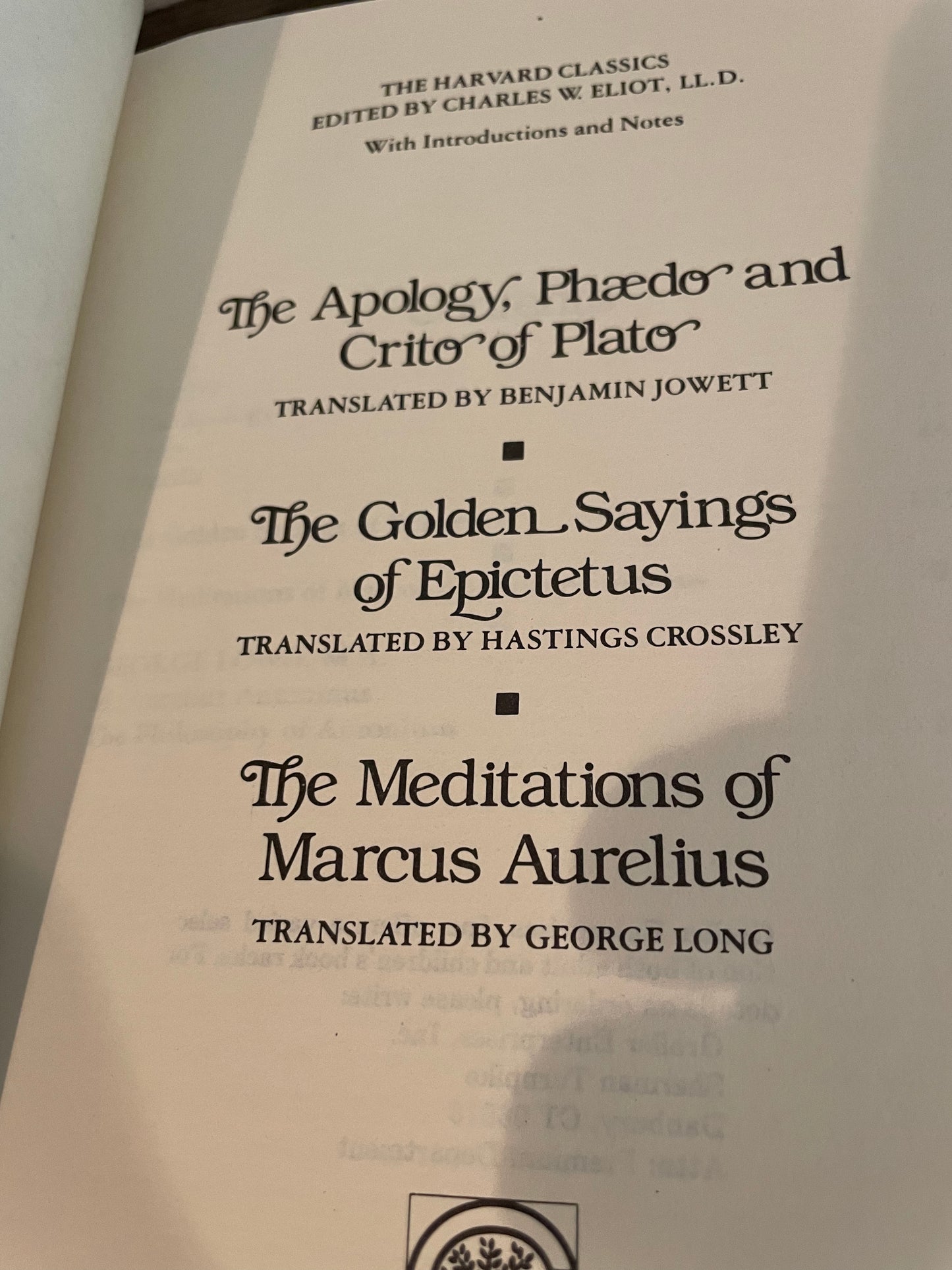 Stoicism Collection. Plato. Epictetus. Marcus Aurelius. Harvard Collection.